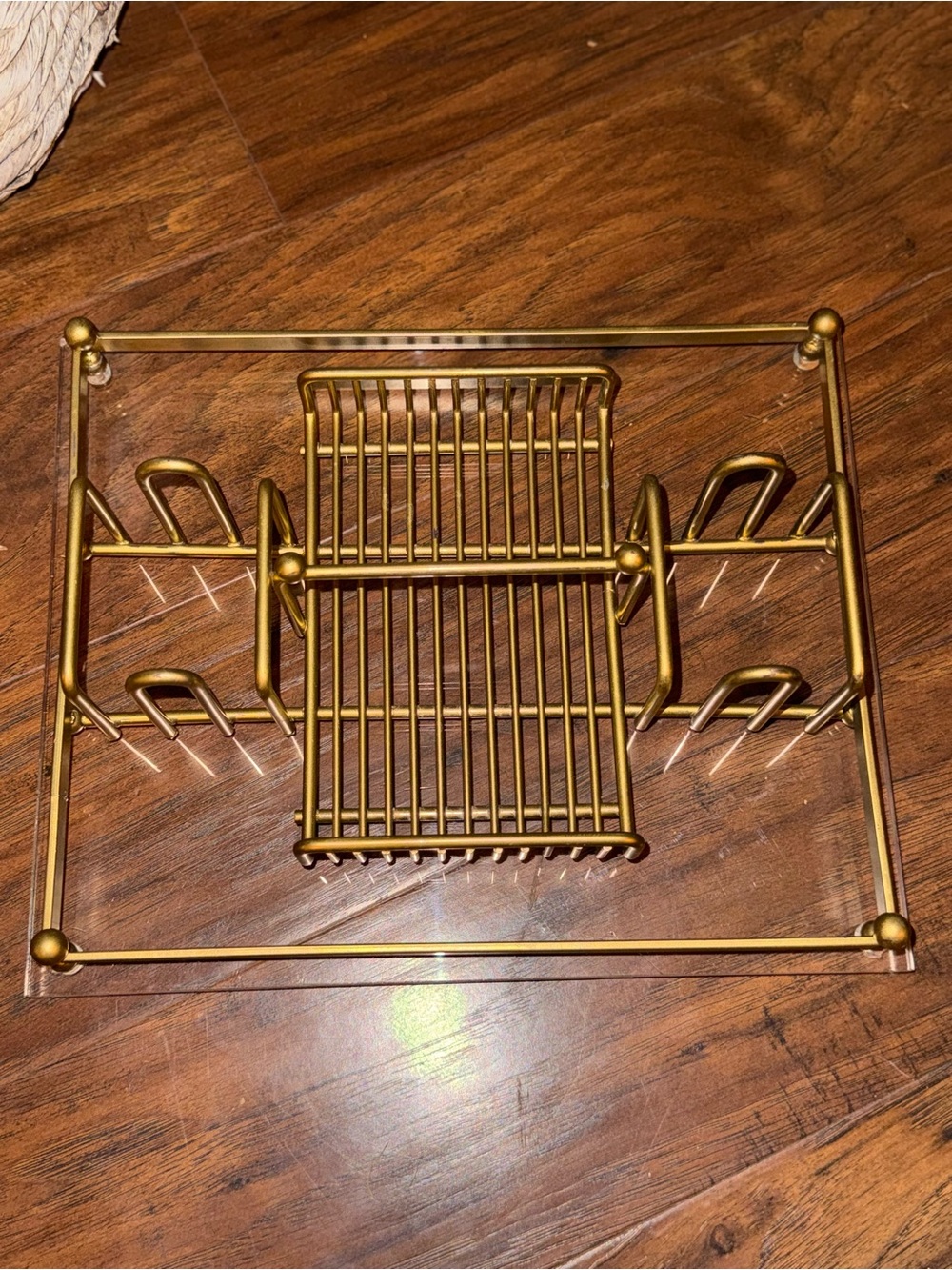 Vintage 70's MCM Brass/Lucite Flatware Caddy, Hollywood Regency